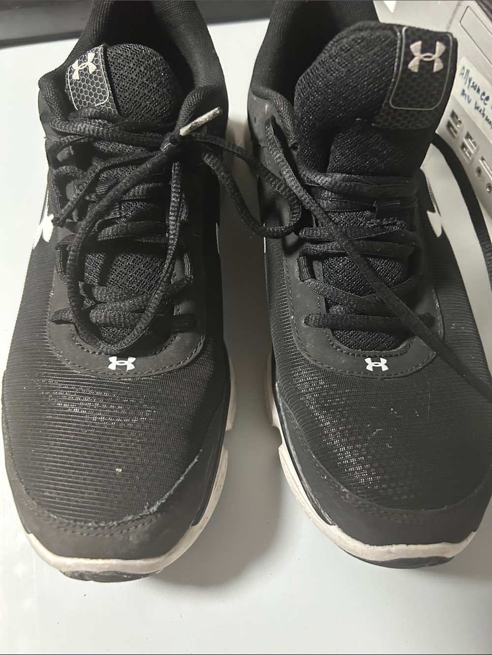 Under Armour Black Athletic Shoes with White Logo